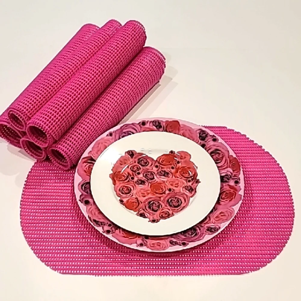 Bo's Attic Die Cut Oval Foam Placemats Pink Set Of 12